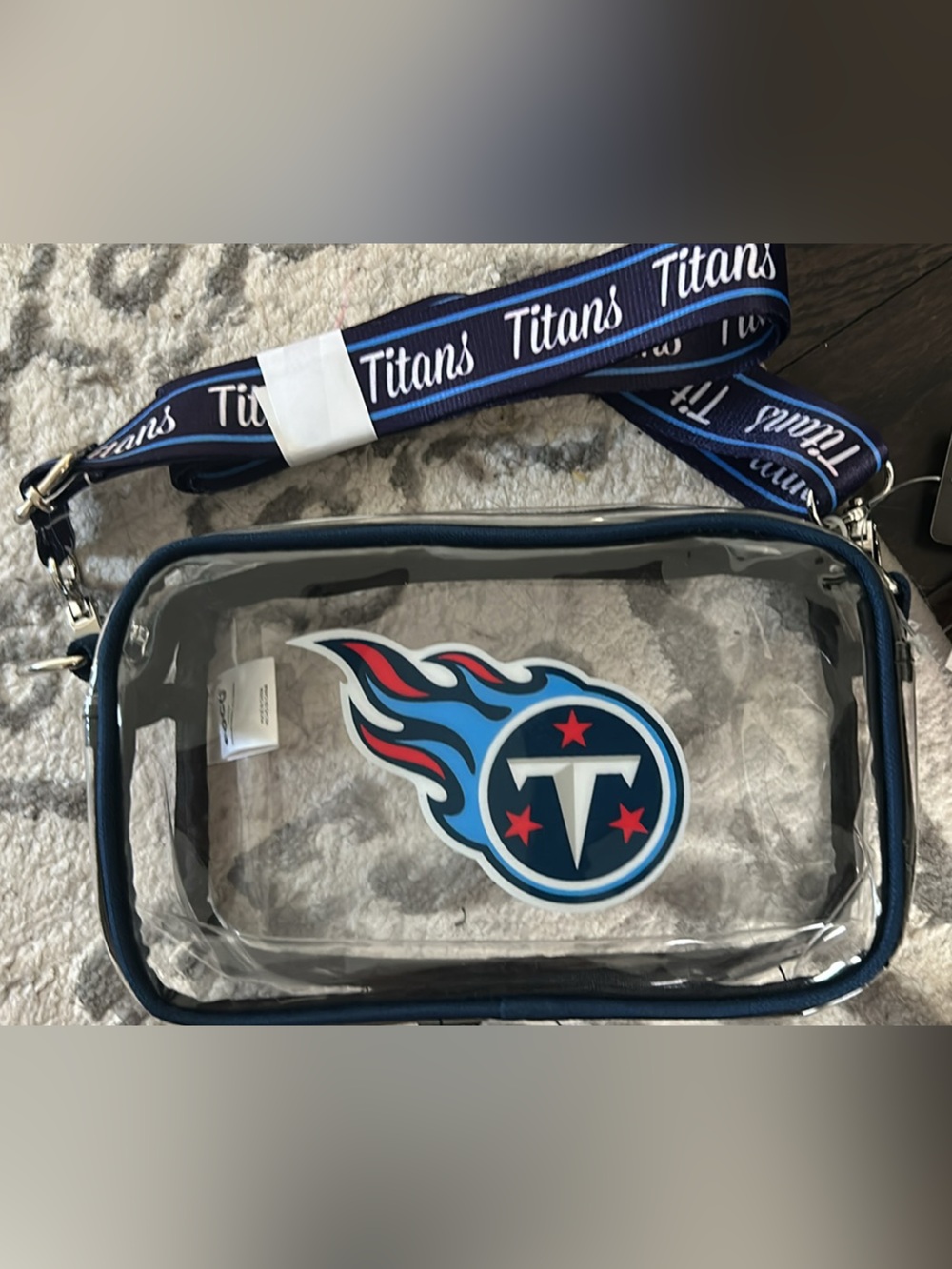 NWT - Tennessee Titans Clear Crossbody Bag with Navy Trim and Branded Strap